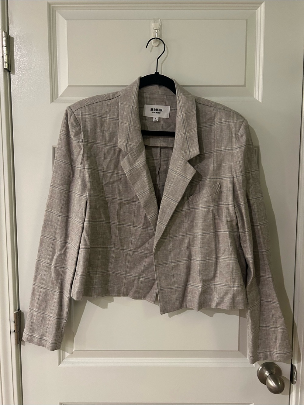Steve Madden Gray Plaid Cropped Blazer